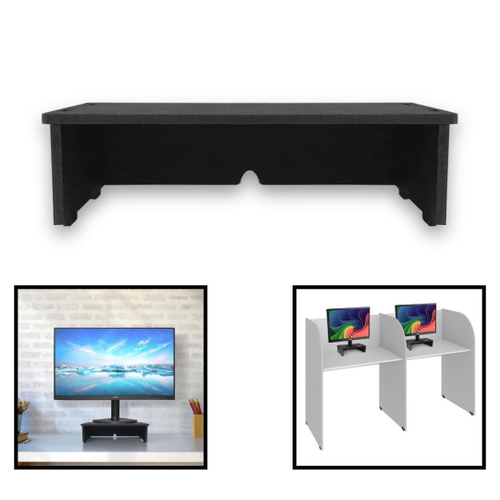 Suporte Monitor Pc Modular Mdf Preto Escritório Home Office em Promoção