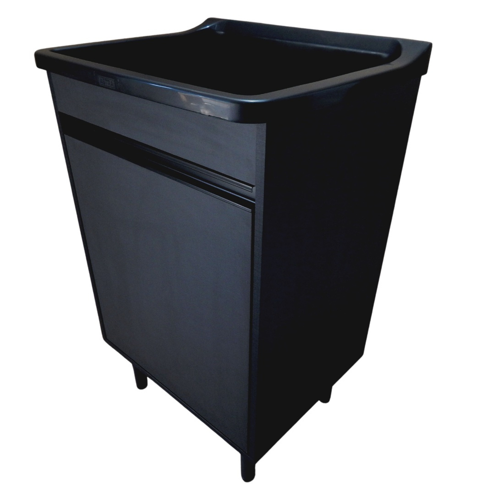 Tanque De Lavar Roupas 34 Lts Gabinete Black Mdf Montado Submarino