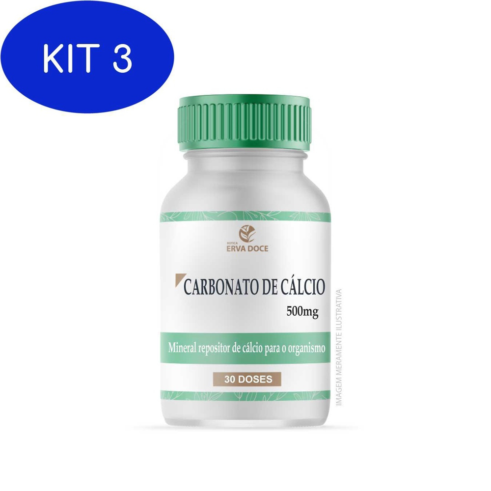 Kit 3 Carbonato De Cálcio 500Mg 30 Capsulas no Shoptime