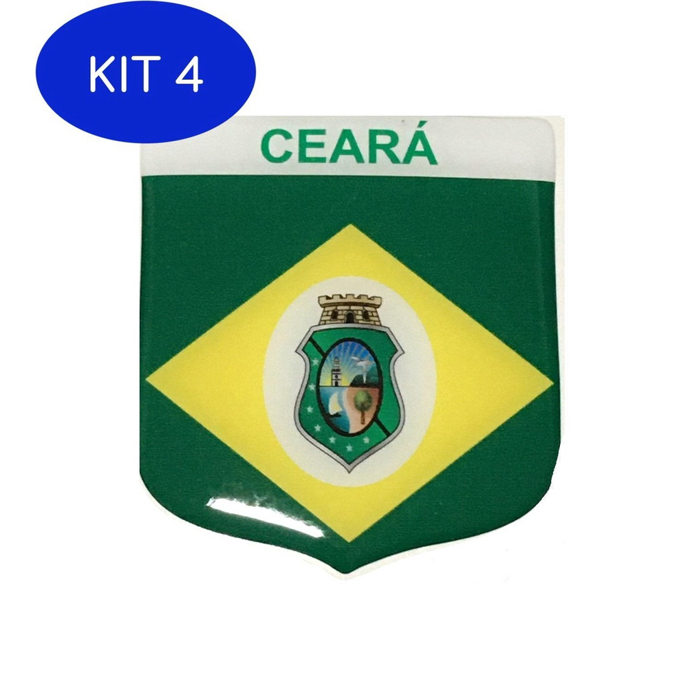 Kit 4 Adesivo Resinado Em Escudo Da Bandeira Do Ceará Submarino