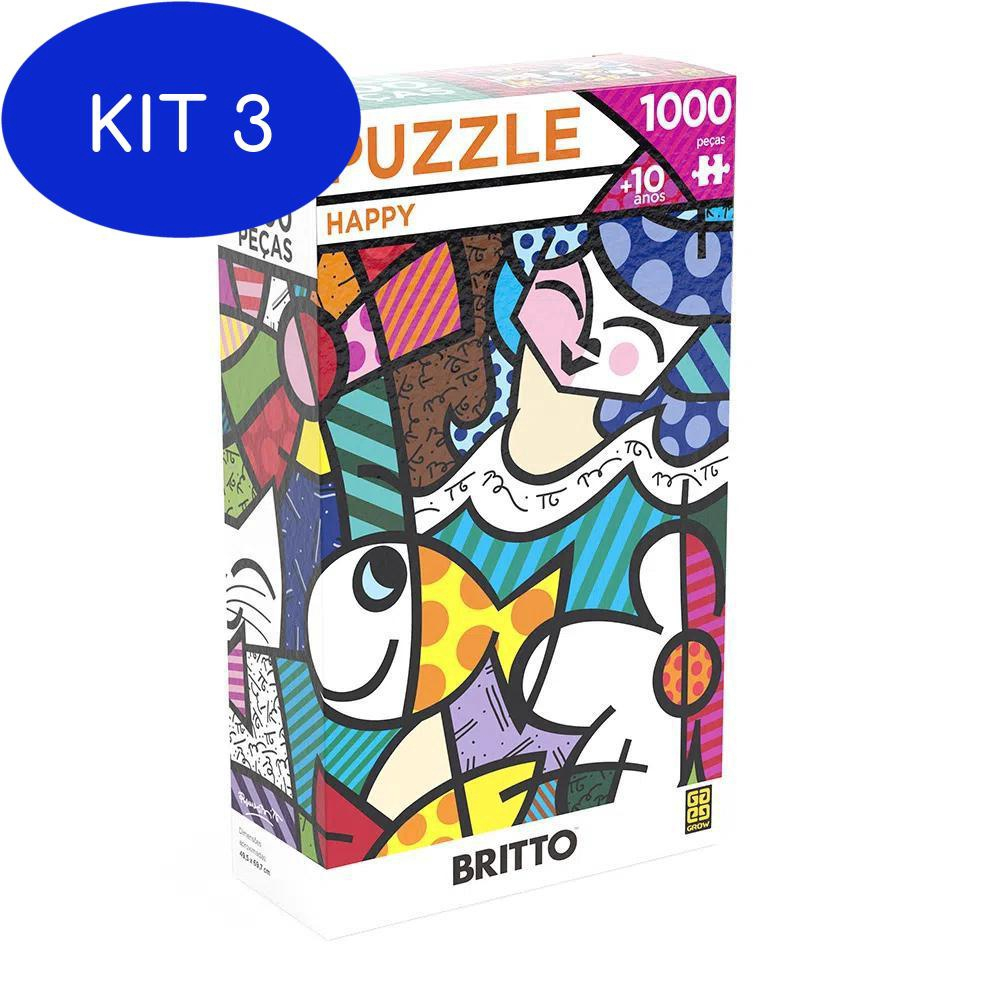 Kit 3 Jogo Puzzle Quebra Cabeça 1000 Peças Romero Britto Submarino