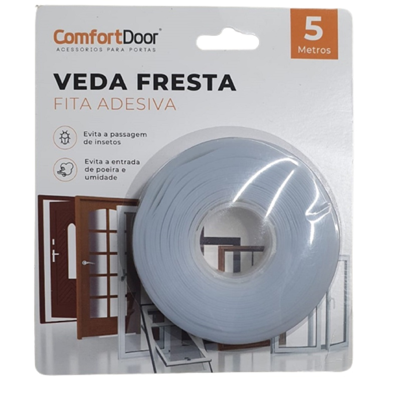 Fita Veda Frestas Adesivo Porta Janela Até 12mm 5 Mt Transparente