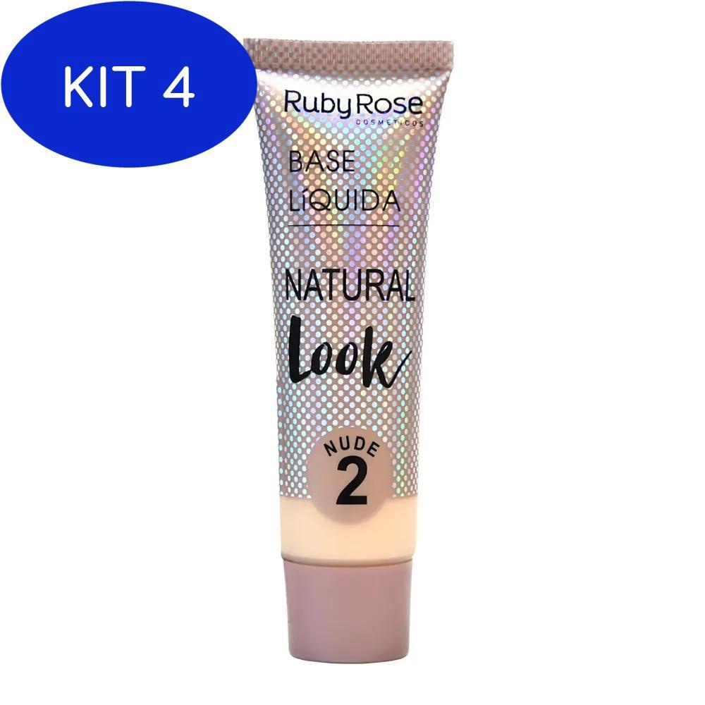 Kit 4 Base Líquida Natural Look Ruby Rose Nude 02 no Shoptime