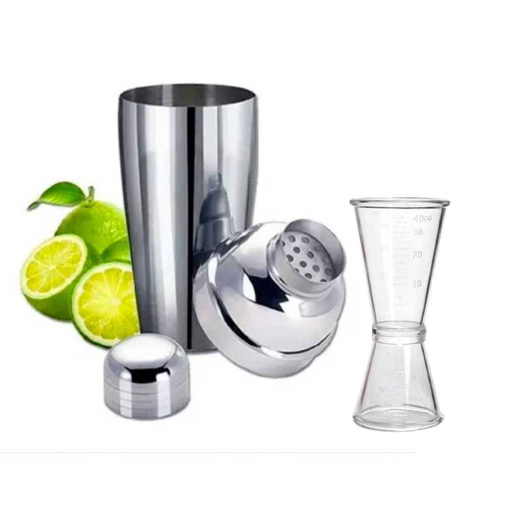 Coqueteleira Inox Ml Drinks Caipirinha Bebidas Dosador Duplo