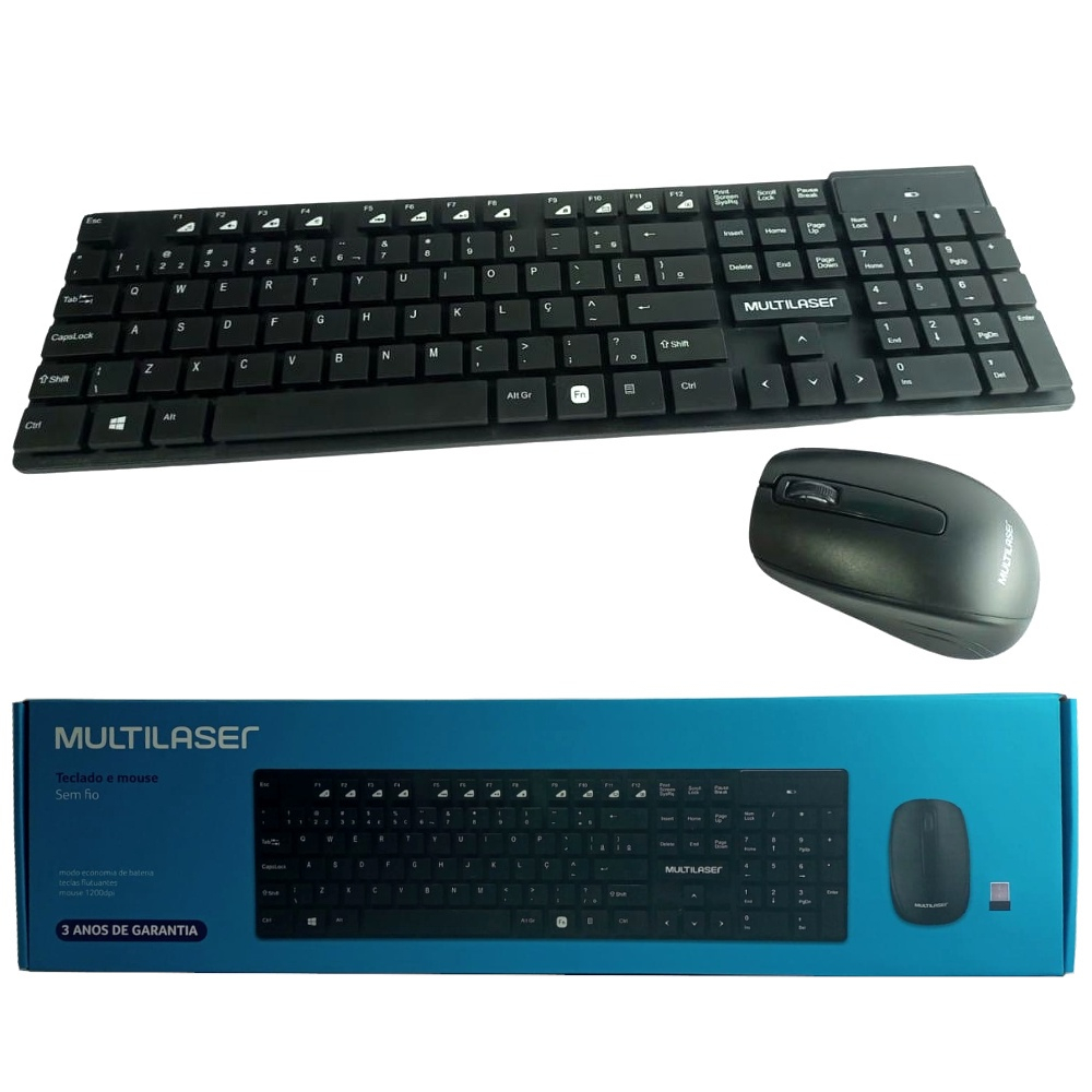 Kit Teclado E Mouse Wireless Ghz Sem Fio Slim Multim Dia Teclas