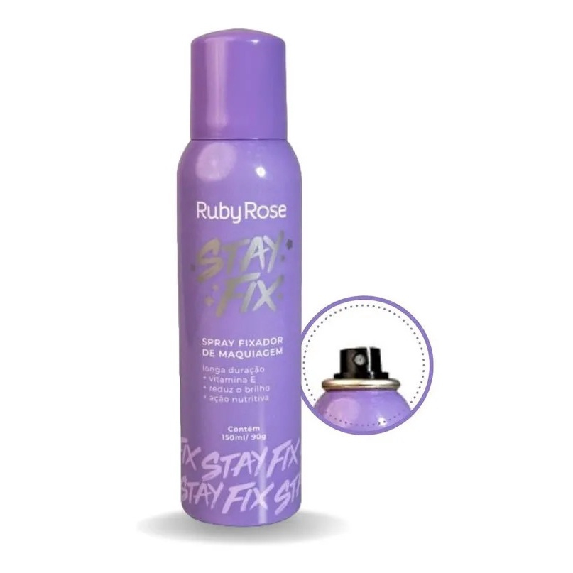 Spray Fixador De Maquiagem Aerosol Stay Fix Ruby Rose 150ml 90g HB