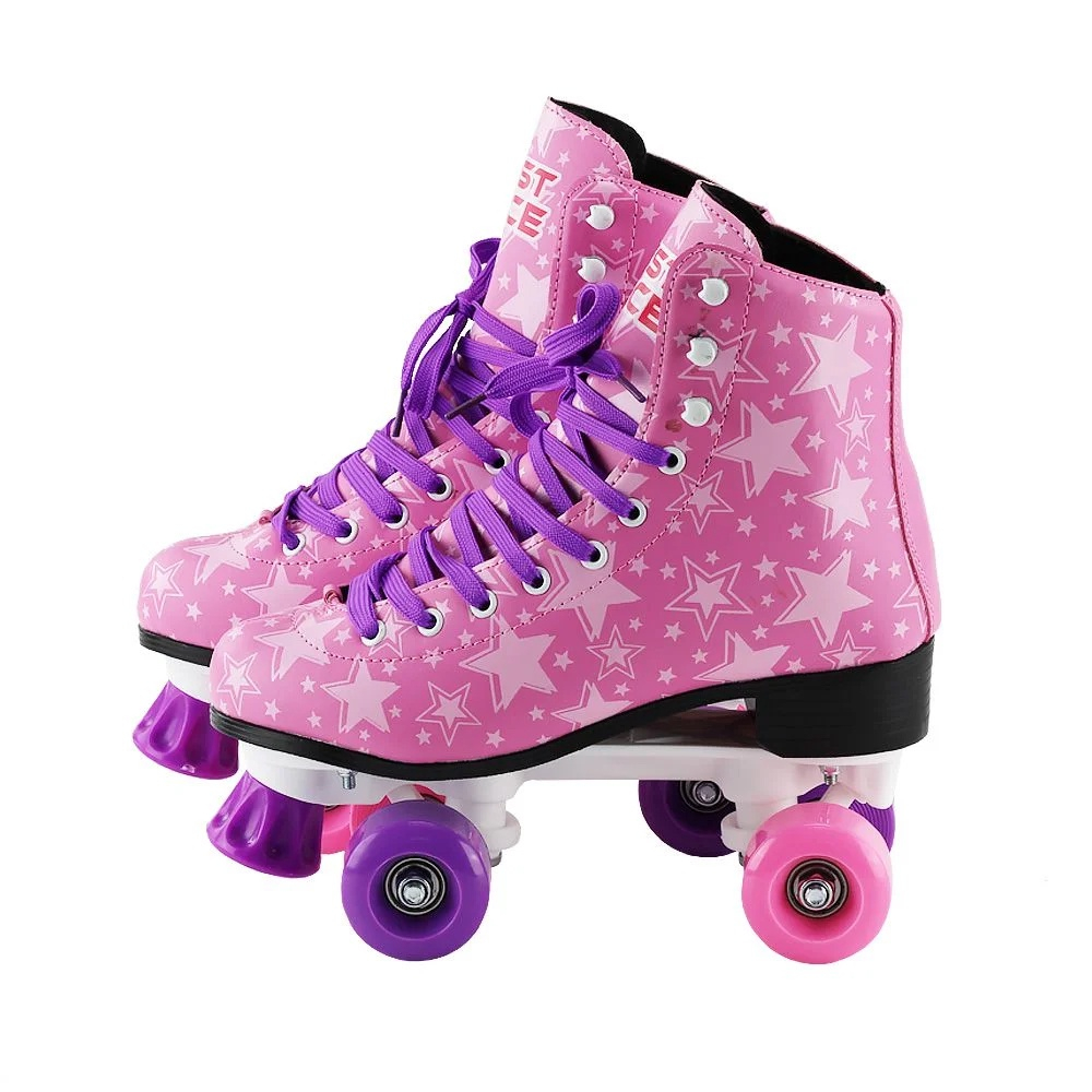 Patins Infantil Rodas Feminino Roller Retr Skate Cor Rosa