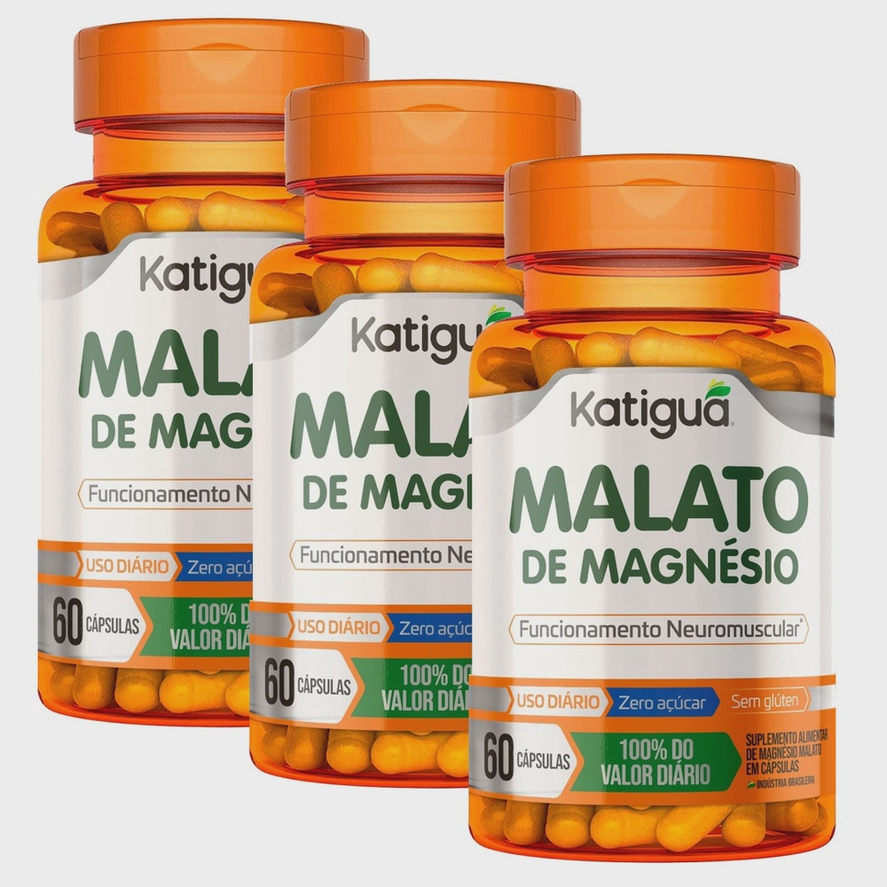 Kit 3uni Malato de Magnésio 250mg Katiguá 60 cáps Submarino