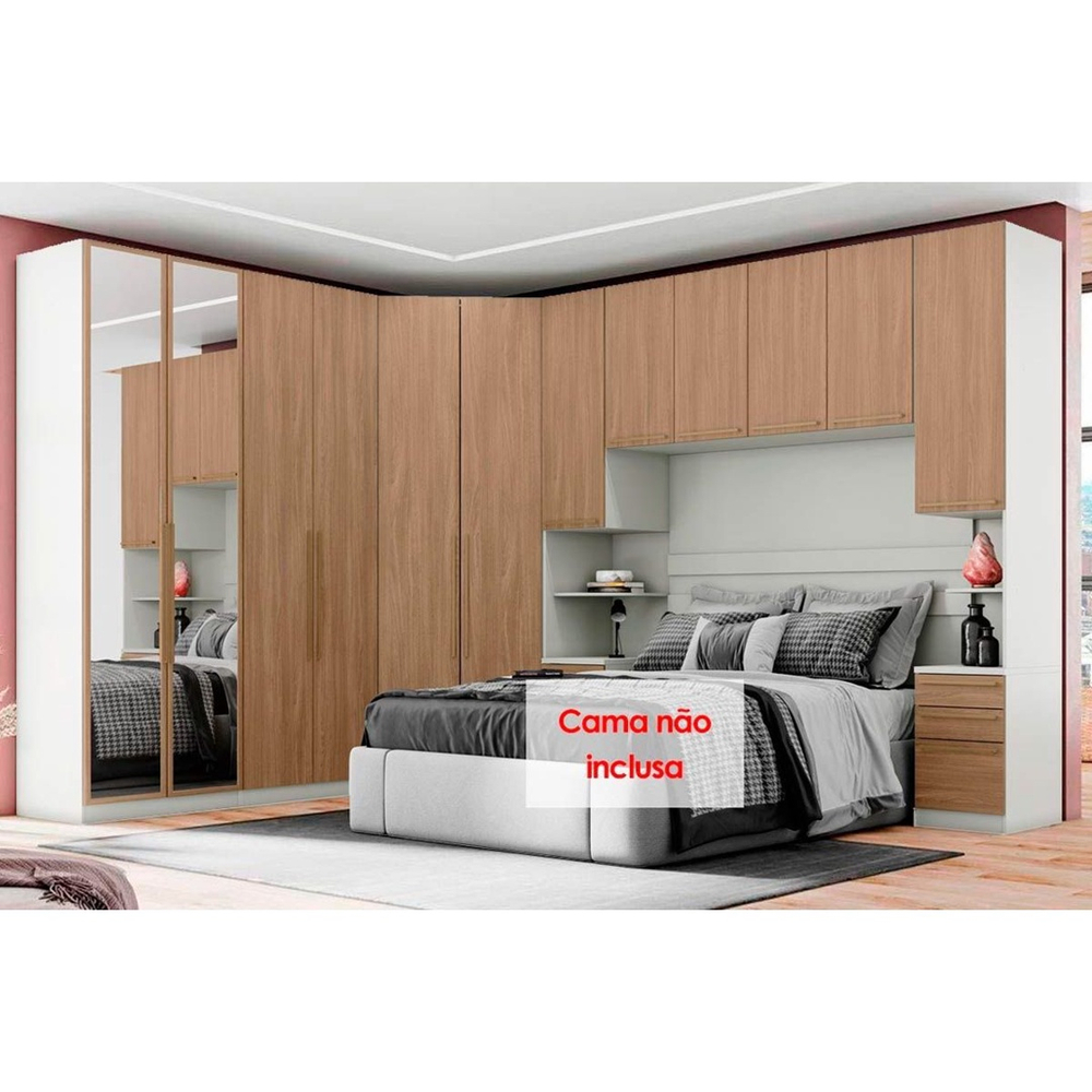 Quarto Modulado Casal Seletto 6 Peças 1 Armário Ponte 1 Closet 2