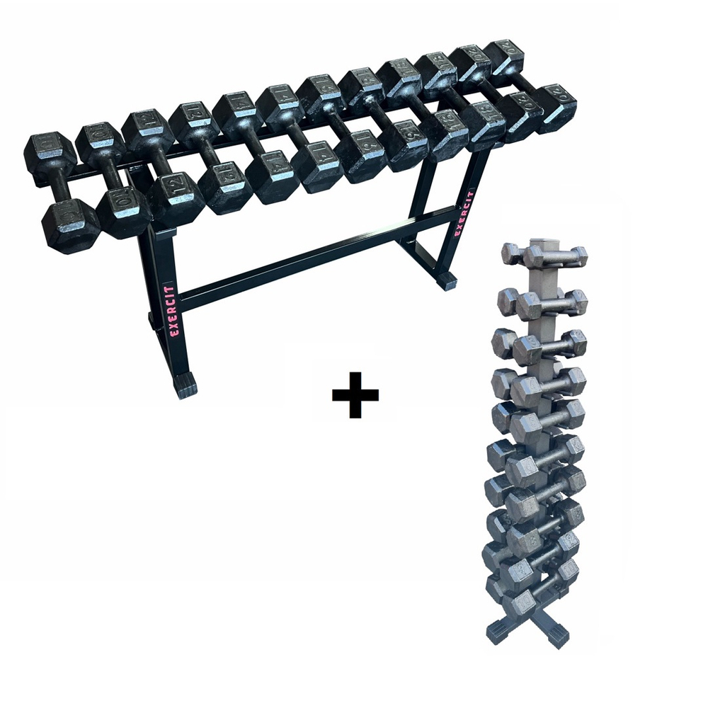 Kit Halteres Dumbbels Sextavados Ferro 1 Ao 20 Kg Suportes No Shoptime