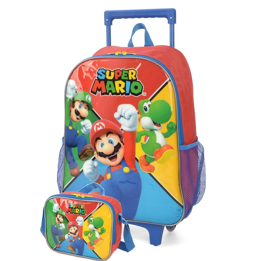 Kit Mochila De Rodinha Infantil Mario Bros Luxcel Ref Submarino