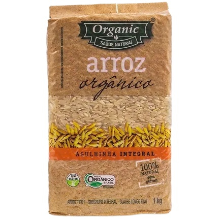 Arroz Agulhinha Integral Orgânico Organic 1kg Submarino