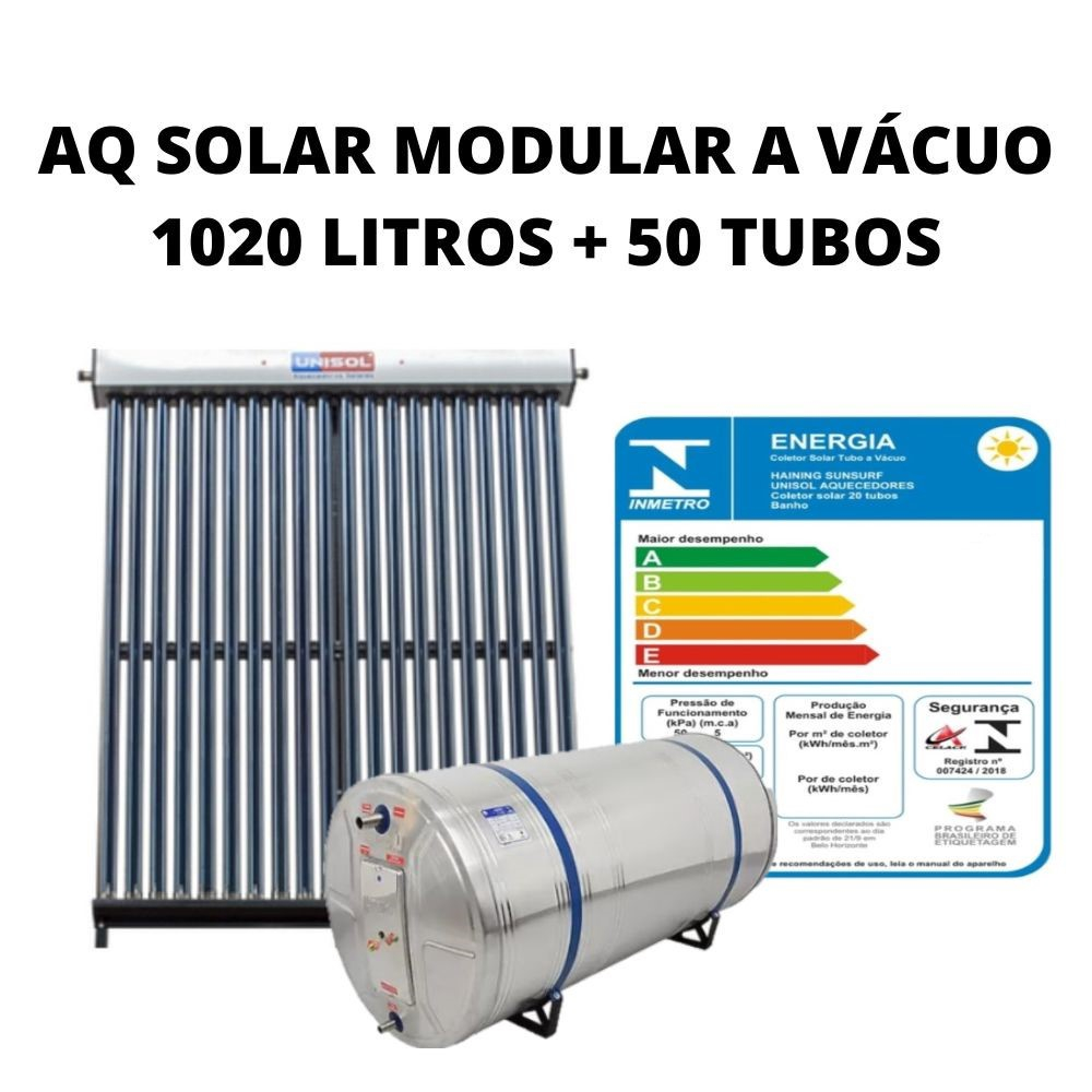 Aquecedor Solar A V Cuo Modular Litros Tubos Submarino