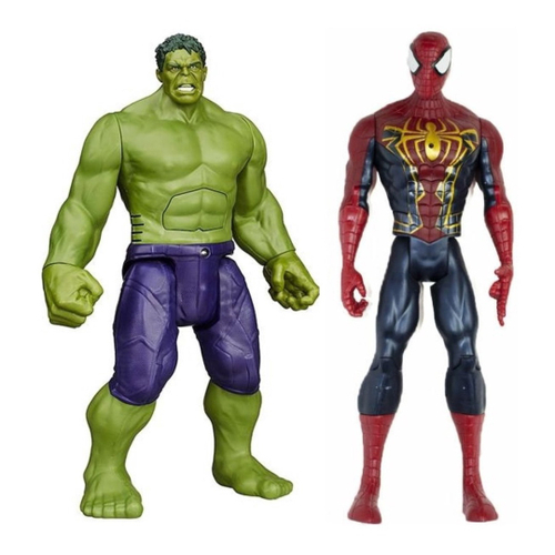 Kit 2 Bonecos Hulk E Homem Aranha 30 Cm Led E Som Marvel Em