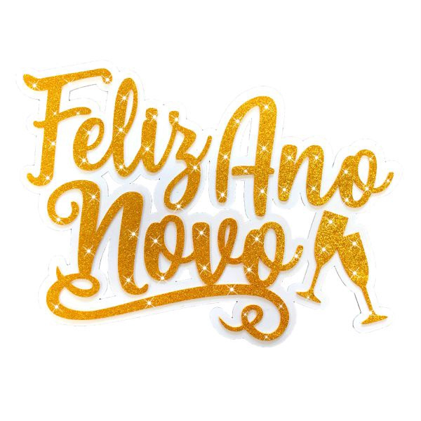 Enfeite Painel Feliz Ano Novo Eva Glitter Dourado 01 Unid No Shoptime