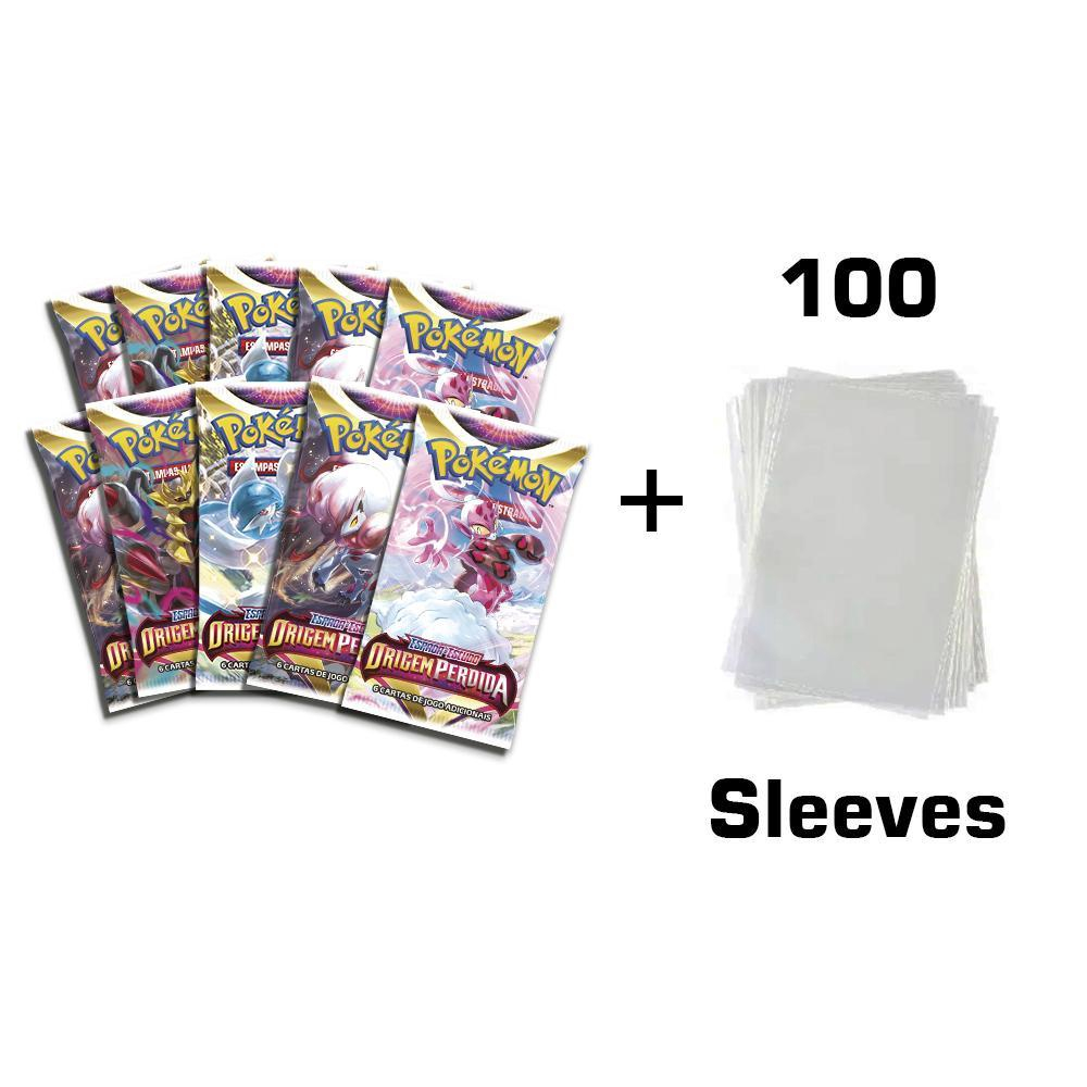 Booster Pokemon Origem Perdida Pack 10 Pacotes 100 Sleeves No Shoptime