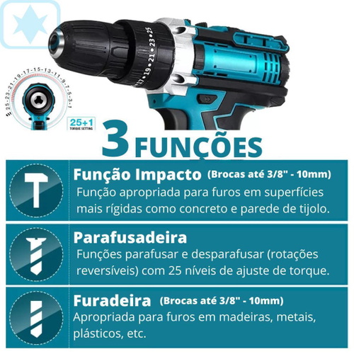 Furadeira Sem Fio Impacto Parafusadeira Baterias V Em Promo O Na