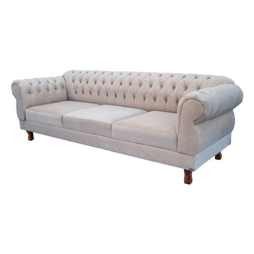 Sofá Chesterfield Capitone Elisabeth Suede Nude 1 80cm em Promoção na