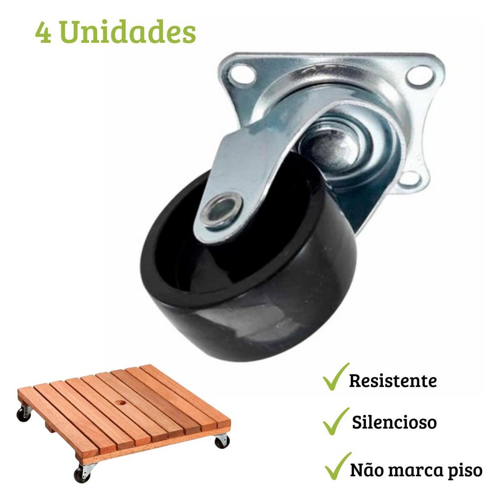 Kit 4 Rodinhas Rodízio Giratório Rodas Para Móveis Vasos Submarino