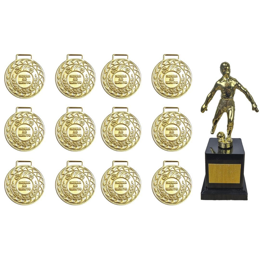 Kit C 12 Medalhas Ouro M36 Troféu Jogador Artilheiro Ouro no Shoptime