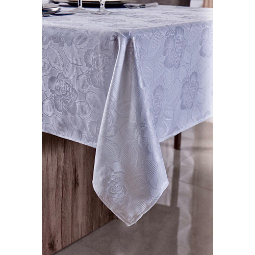 Toalha de Mesa Jacquard Lisa 3 50m 12 Lugares Branca em Promoção na