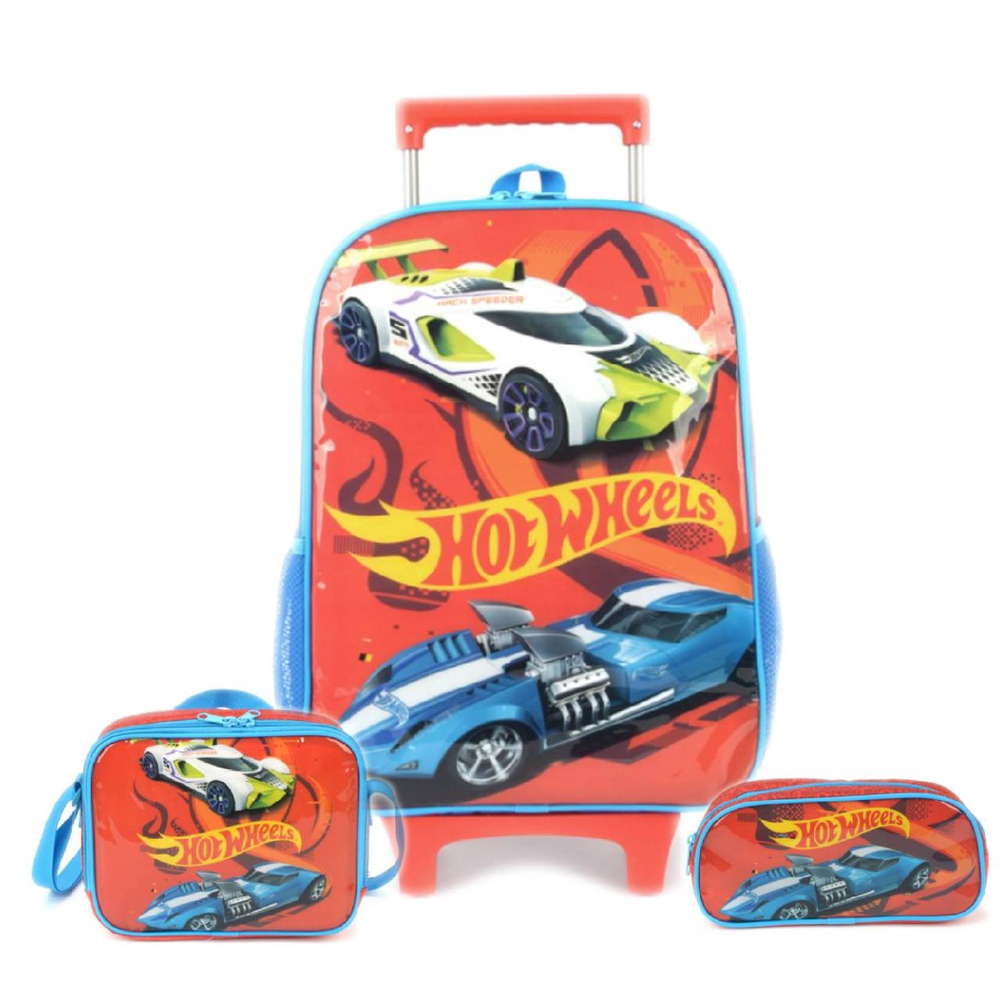 Mochila De Carrinho Hot Wheels Lancheira E Estojo Infantil Submarino