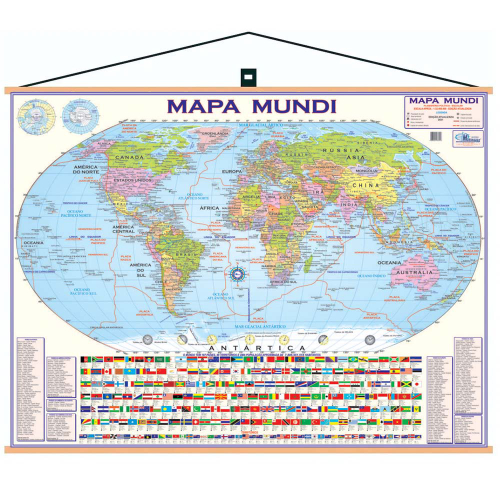 Mapa Mundi Planisf Rio Pol Tico X Cm Banner Pendurar Multimapas