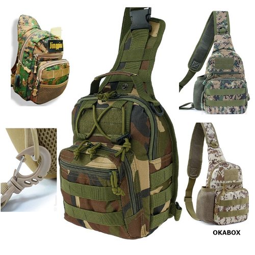 Pochete Tactical Military Selva Camuflada Transversal P Gua Em Promo O