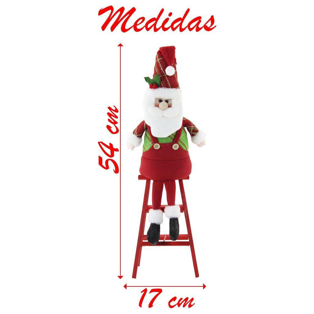 Boneco Papai Noel Natal Em Tecido Escada 54Cm Submarino