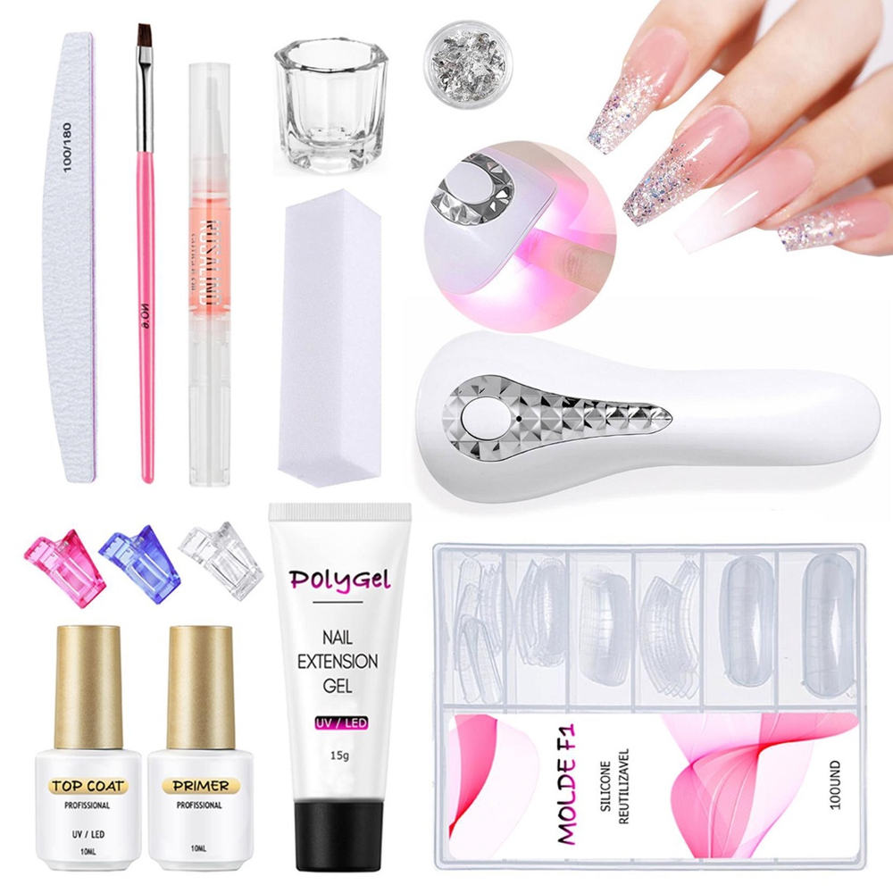 Kit Unha Gel Poligel Molde F1 Completo Alongamento Polygel No Shoptime