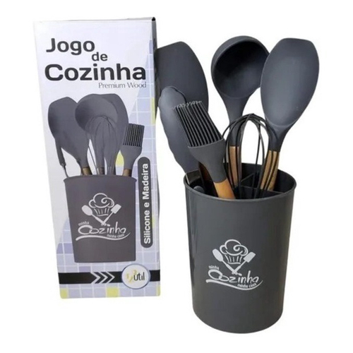 Kit Utens Lios Cozinha Silicone Colher Copo Suporte Pe As Em Promo O