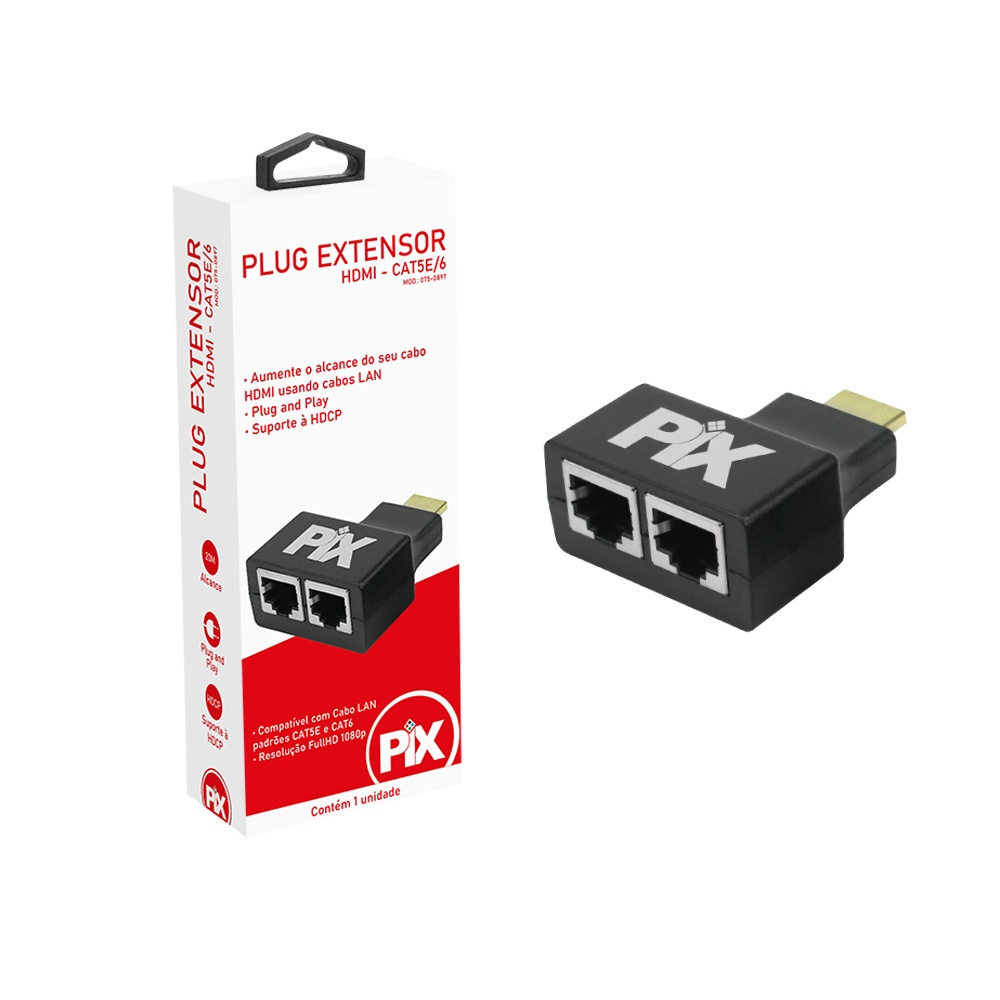 Par De Extensor De Cabo Hdmi 20 Metros Passivo Utp Rj45 em Promoção na