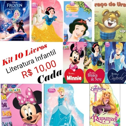 Kit Livros Literatura Infantil Personagens Disney Meninas