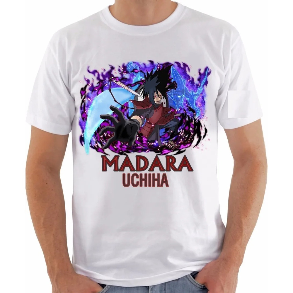 Camiseta Poliester Naruto Shippuden Madara Uchiha Sharingan Anime No