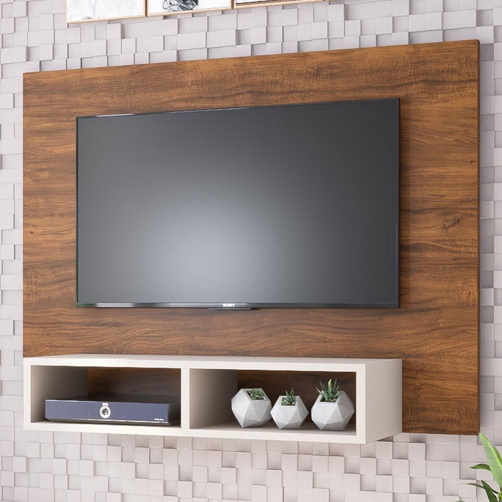 Painel P Tv Até 42 Viero Jazz Em Mdf Imbuia E Off White no Shoptime