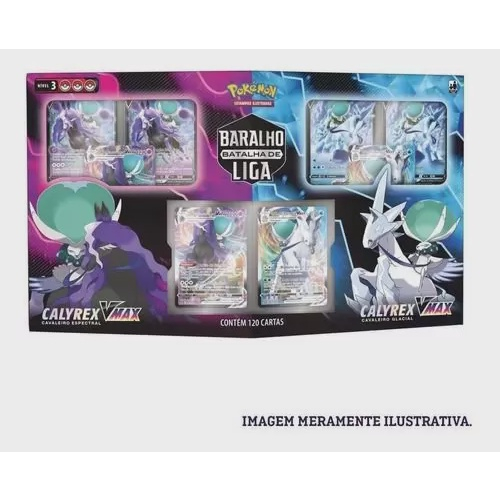 Box Pokemon Batalha De Liga Calyrex VMaX 120 Cartas Copag No Shoptime