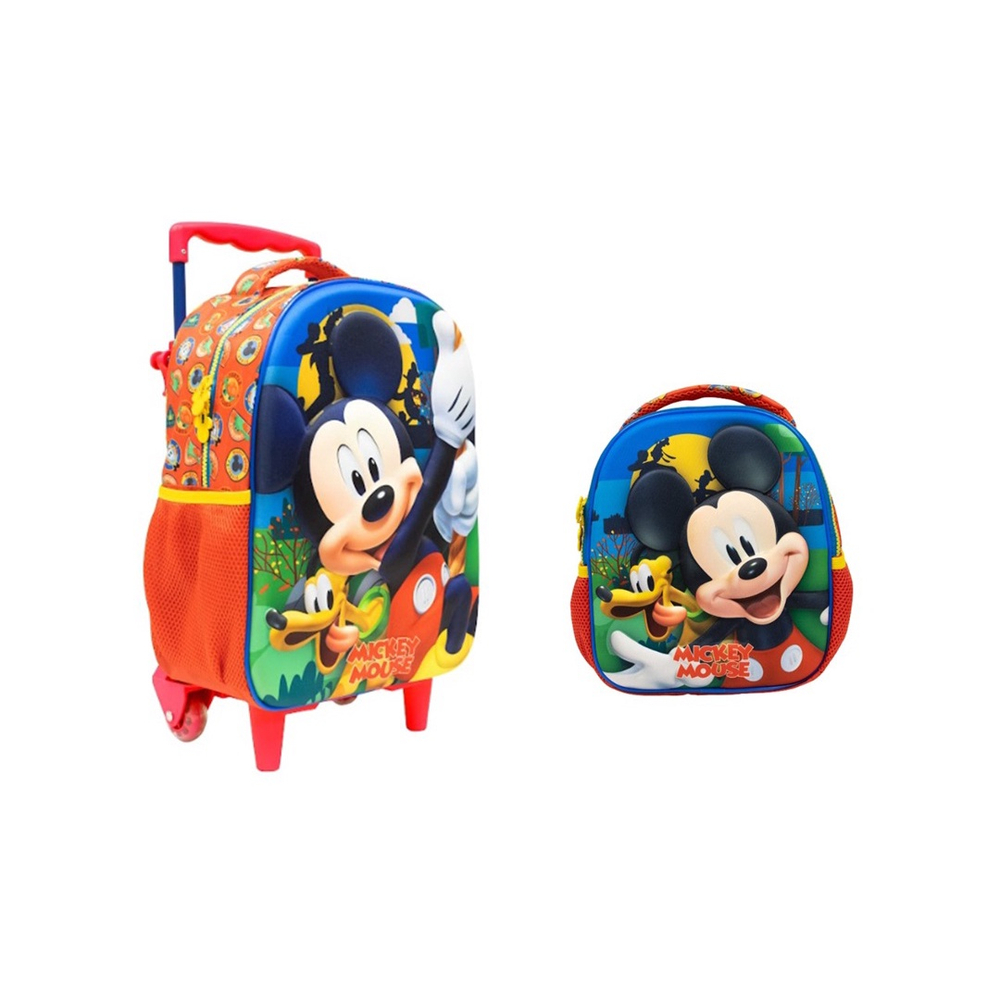 Kit D Mickey Mouse Mochila Escolar De Rodinha Lancheira No Shoptime