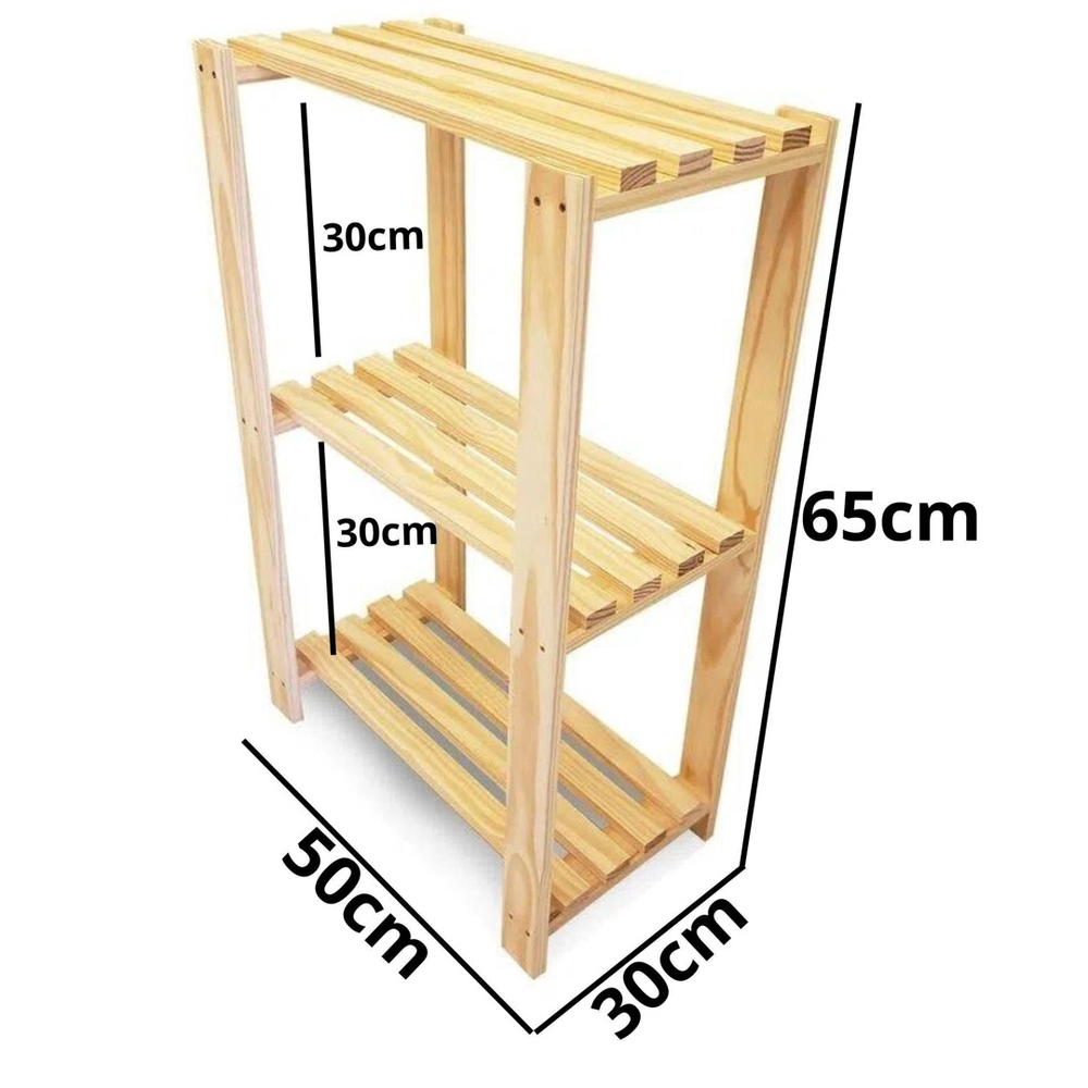 Estante Modular Rack Sapateira 3 Prateleiras 65Cm Madeira No Shoptime