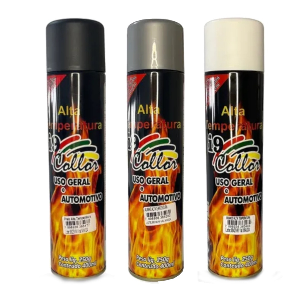 Kit Tinta Spray Aluminio Branco Preto Alta Temperatura Ml Submarino