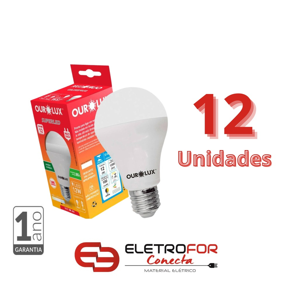 Kit 12 Lâmpadas Led 9w Bulbo Bivolt Econômica Branco Fria 6 500K