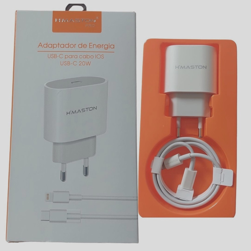 Fonte Carregador Rápido 20W usb c Kit Fonte e Cabo Hmaston Submarino