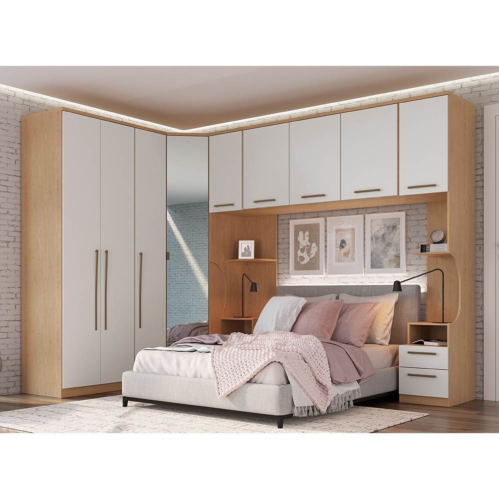 Quarto Modulado Completo Casal Pe As Elegance Espelho Angelin