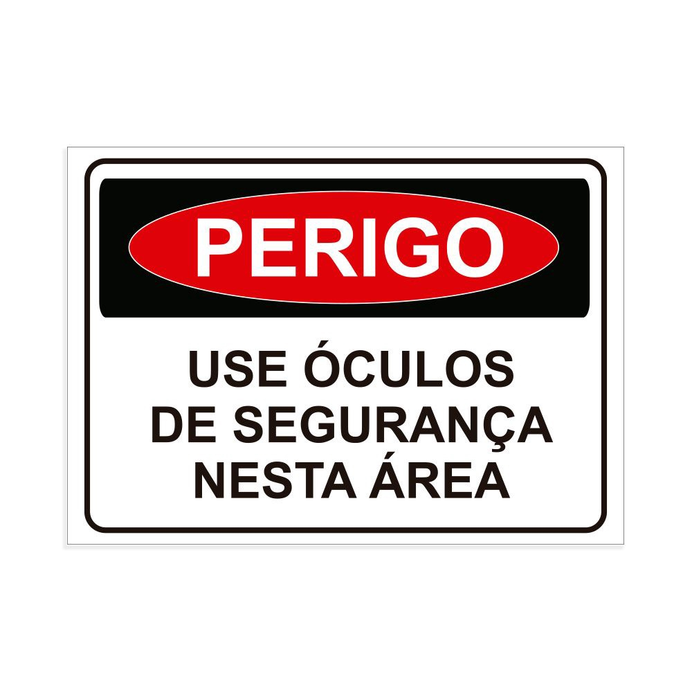 Placa de Sinalização Perigo Use Óculos Segurança Nesta Área Submarino