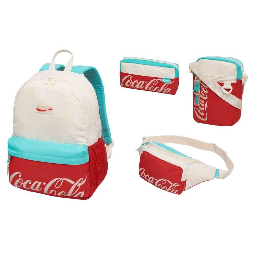 Mochila Costas Coca Cola Fresh Kit Estojo Bolsa Transversal Pochete Em