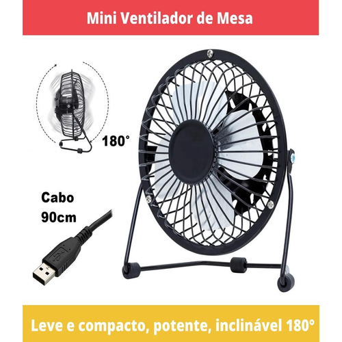 Mini Ventilador De Mesa USB Suporte De Ferro Silencioso No Shoptime