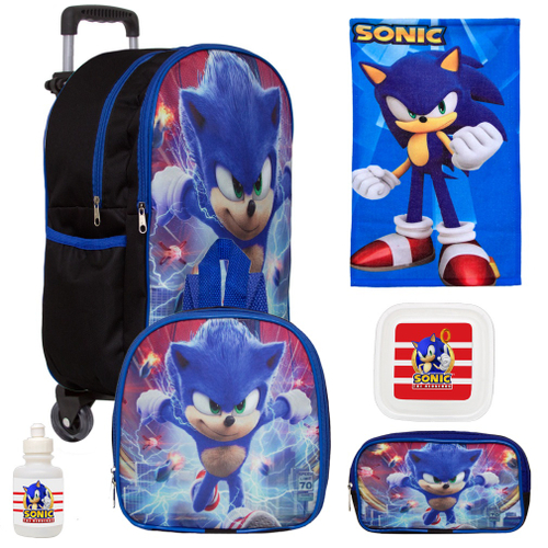 Mochila Sonic The Hedgehog Escolar Juvenil Rodinha Itens Em