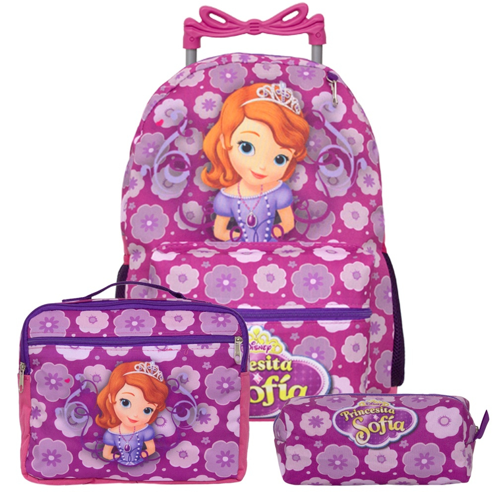 Kit Mochila Infantil Juvenil Menina Princesa Sofia Rodinha No Shoptime