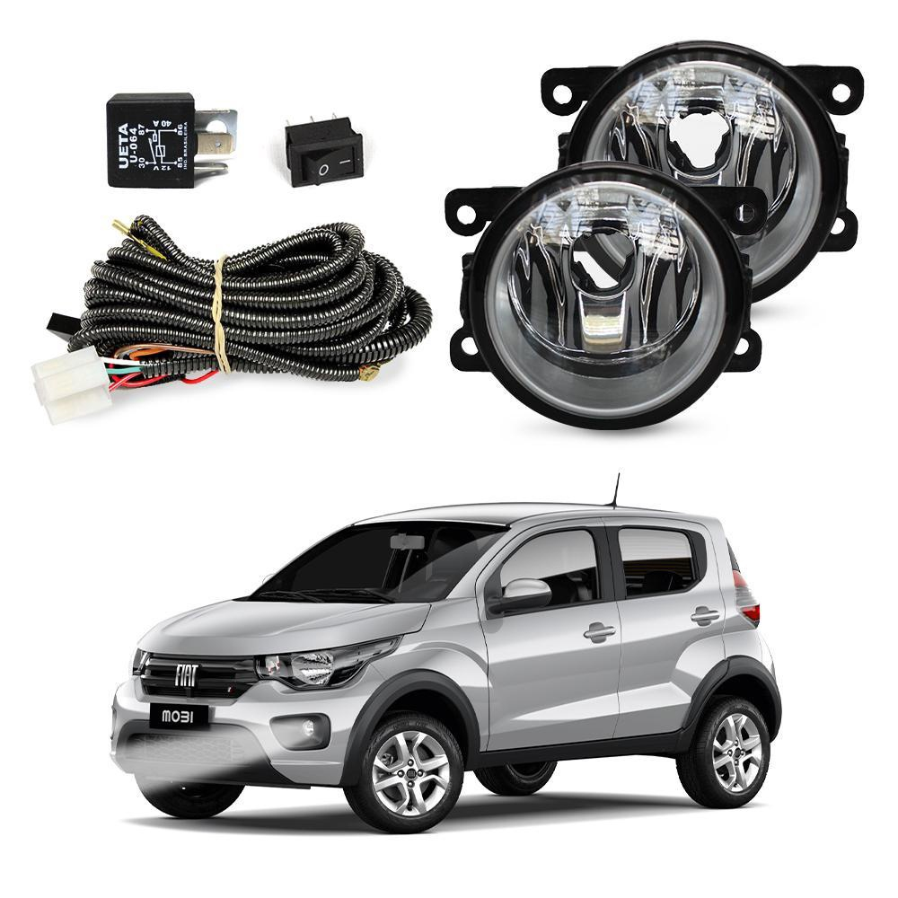 Kit Farol Milha Fiat Mobi 2017 A 2023 Auxiliar Neblina Preto Submarino