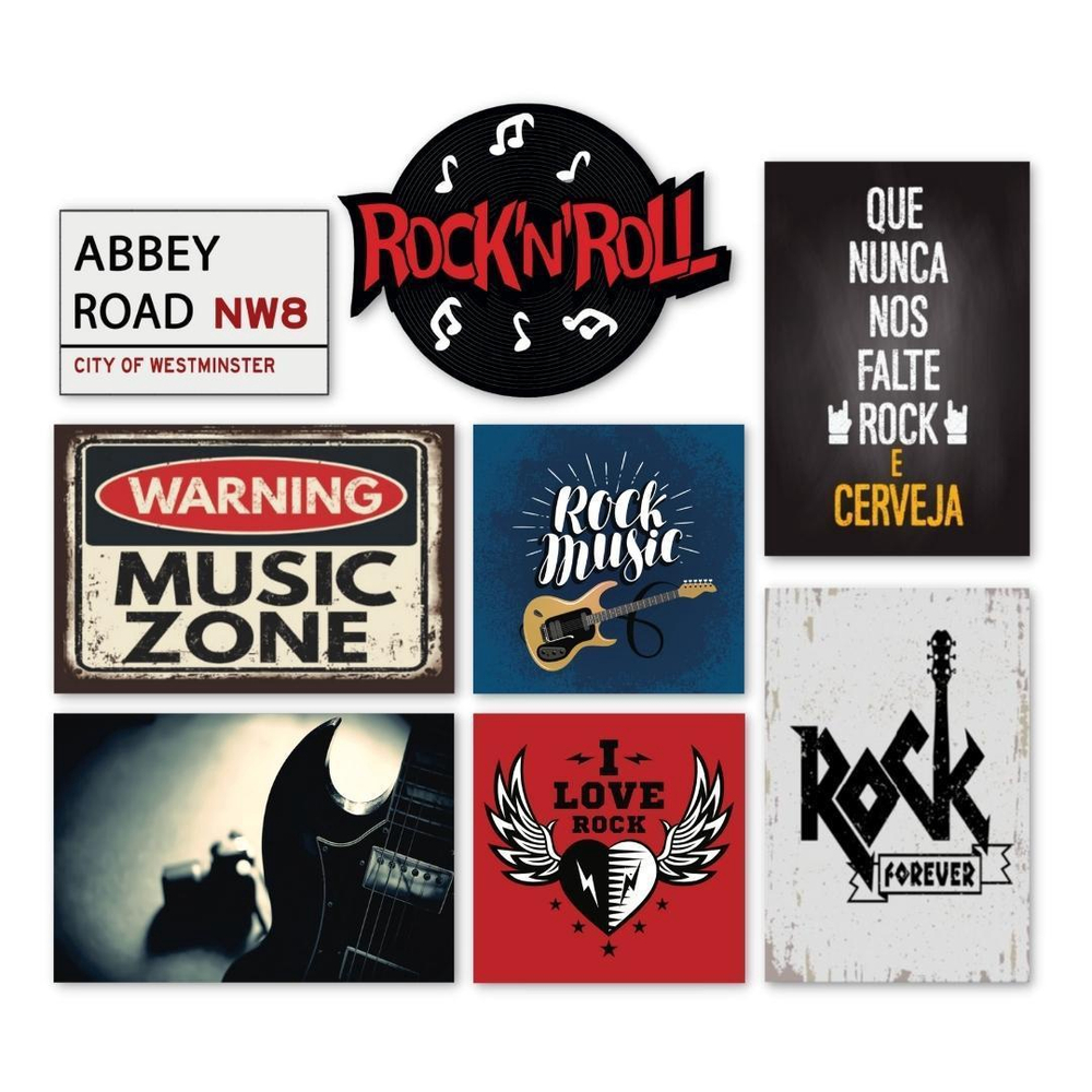 Kit Placas Decorativas M Sica Rock Cerveja Guitarra Submarino