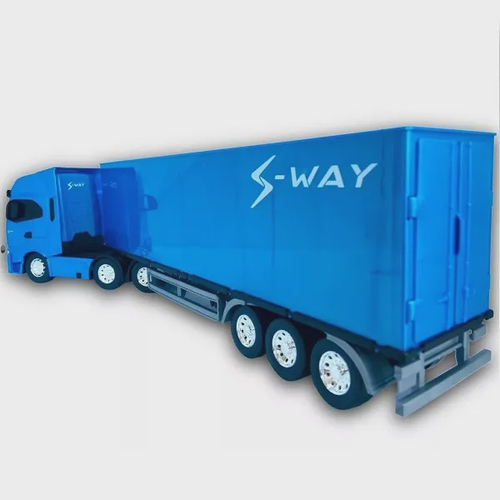 Caminh O Miniatura Iveco Carreta Bau S Way Azul Usual Em Promo O